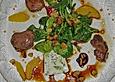 Lurenas Feldsalat mit gebratener H&auml;hnchenleber an Orangen - Balsamico - Dressing