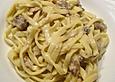 Spaghetti mit Champignon - Sahne - So&szlig;e