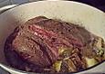 Hirschbraten in Sauerrahmsauce
