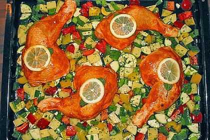 H&auml;hnchenkeulen mit mediterranem Gem&uuml;se