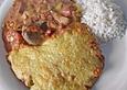 Gebackenes Schweinefilet mit Tomaten - Zwiebelso&szlig;e