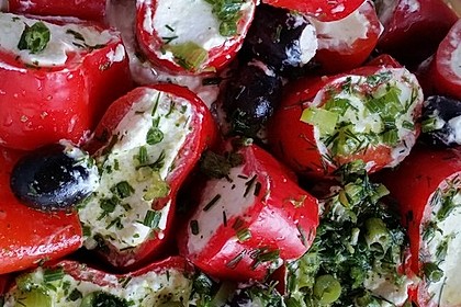 Antipasti - mit Frischkäse gefüllte Paprika 13