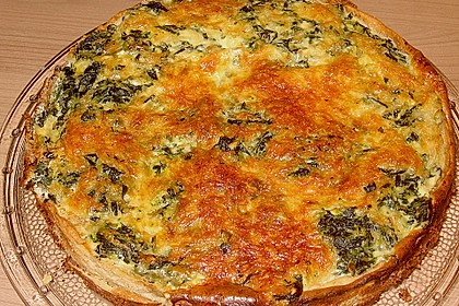 Spinatkuchen mit gekochtem Schinken