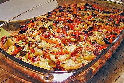 Spanische Tortillapfanne mit Gem&uuml;se und Chorizo 1