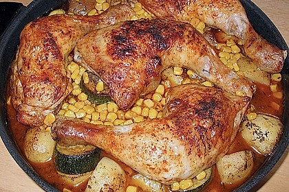 Spanische H&auml;hnchenpfanne mit Kartoffeln und Zucchini 1