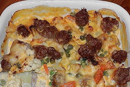 Blumenkohlauflauf mit Bratwurstb&auml;llchen 1