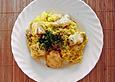 Reis mit Rotbarschfilet und fruchtigem Curry