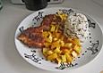 Kokosschnitzel mit Ananasso&szlig;e