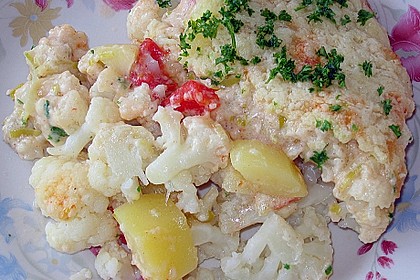 Blumenkohl, &uuml;berbacken mit K&auml;se - Lauch - Sauce 1