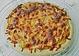 Brotpizza mit Speckzwiebeln