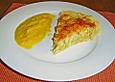 Lauchkuchen mit R&auml;ucherlachs und Karottensauce