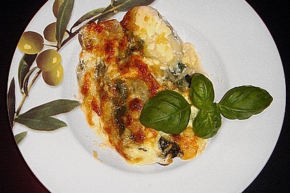 H&auml;hnchenschnitzel mit Mangold und Mozzarella &uuml;berbacken