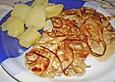 Schnitzel in Zwiebel - Sahnesauce
