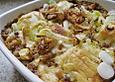 Maultaschengratin mit Linsen