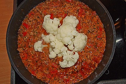 Blumenkohl mit scharfer Hackfleischsauce 4