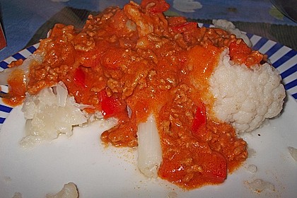 Blumenkohl mit scharfer Hackfleischsauce 13