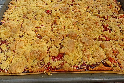 Pflaumenkuchen mit Streuseln auf dem Blech 6