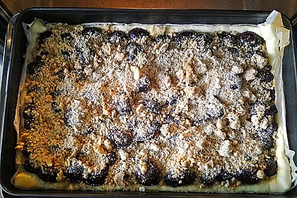 Pflaumenkuchen mit Streuseln auf dem Blech 8