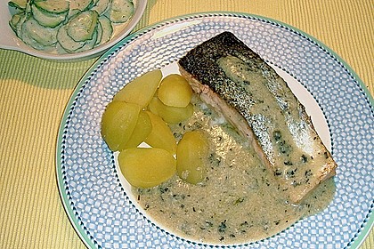 Lachsfilet in B&auml;rlauch - Wei&szlig;wein Sauce