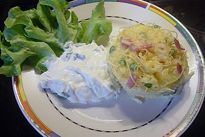 Spaghetti - Muffins mit Kr&auml;uterquark