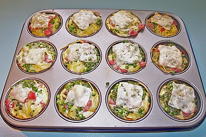 Spaghetti - Muffins mit Kr&auml;uterquark 1