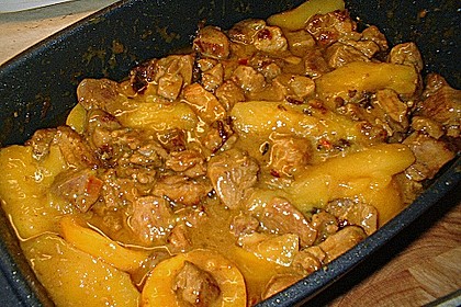 Putencurry in Sherry - Mango - Orangen - Pfirsich - So&szlig;e