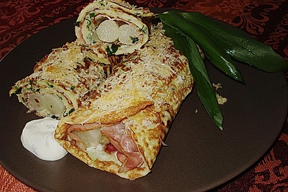 B&auml;rlauch - Pfannkuchen mit Spargel - Schinkenf&uuml;llung 11