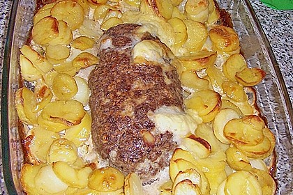 Gef&uuml;llter Hackbraten mit K&auml;se 4
