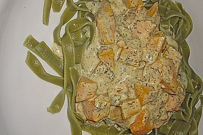 Kürbis und Lachs in Dill - Senfsauce 3