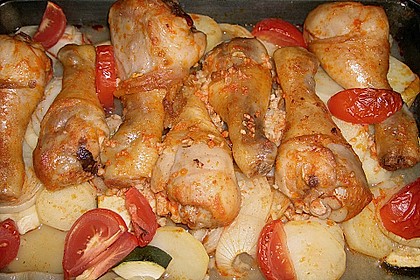 Arabisches Zitronen - Knoblauch Huhn mit Kartoffeln und Zwiebeln 1