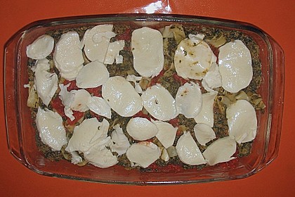 Mozzarella - Spinat - Auflauf mit Hack