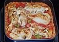 Gef&uuml;llte H&auml;hnchenbrustfilets auf Tomatenreis
