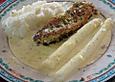 Zanderfilet im Kr&auml;utermantel mit Stangenspargel, Dill - Hollandaise und Kartoffelp&uuml;ree