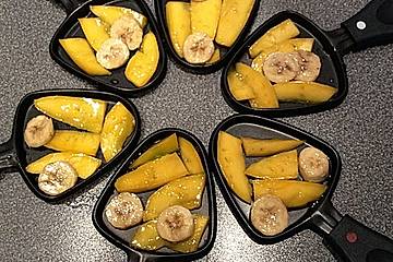 Mangospalten mit Kokos - Schokosauce