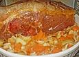 Schweinekrustenbraten in Zwiebel - Bier - Sauce