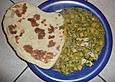 Curryhuhn mit Kartoffeln und Spinat