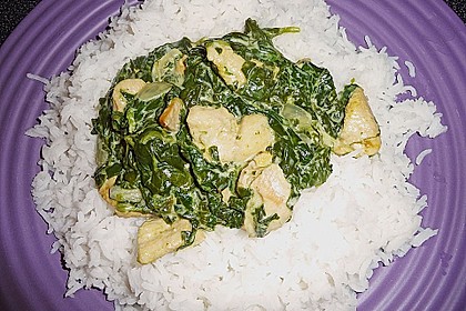 Curryhuhn mit Kartoffeln und Spinat 3
