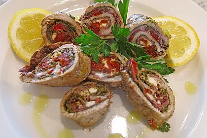 Involtini mit Aubergine, Parmaschinken und getrockneten Tomaten 2