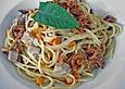 Spaghetti mit Entenbrust, Salbei und Paprika