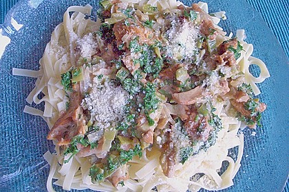 Bandnudeln mit Pfifferlingen und Lauch 3