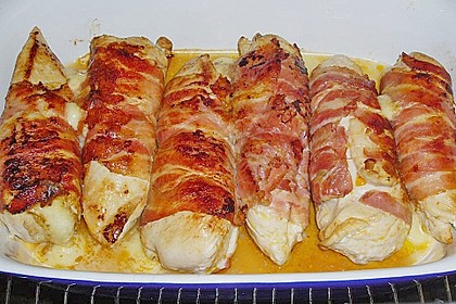 Gef&uuml;lltes H&auml;hnchenbrustfilet im Speckmantel 4