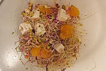 Alfalfasprossensalat mit Feta und Orange