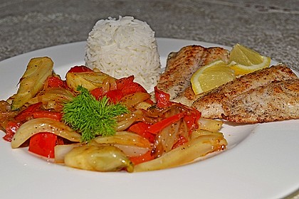 Gebratenes Zanderfilet auf Fenchel - Paprika - Gemüse 3