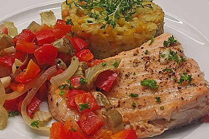 Gebratenes Zanderfilet auf Fenchel - Paprika - Gemüse 2