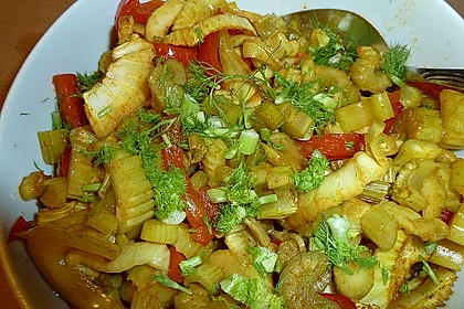 Gebratenes Zanderfilet auf Fenchel - Paprika - Gemüse 4