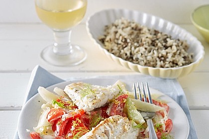 Gebratenes Zanderfilet auf Fenchel - Paprika - Gemüse