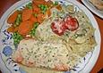 Sahniger Lachs mit Gem&uuml;se