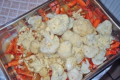 Gem&uuml;seplatte mit kleinen Schweineschnitzeln 3