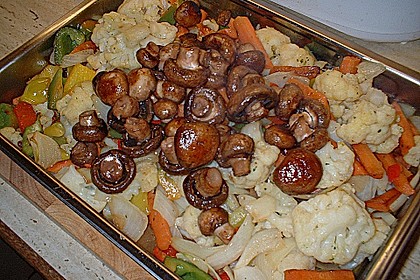Gem&uuml;seplatte mit kleinen Schweineschnitzeln 6