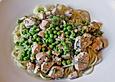 Spaghetti mit Lachs und Erbsen